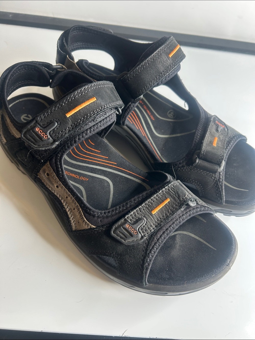 Ecco Off-road Yucatán Men's Black and Brown Leather Rugged Sandals 46